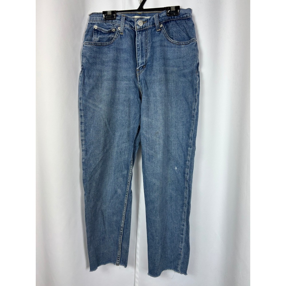 Levis Mom Jeans Medium Wash High Waisted Raw Hem Denim Size 27